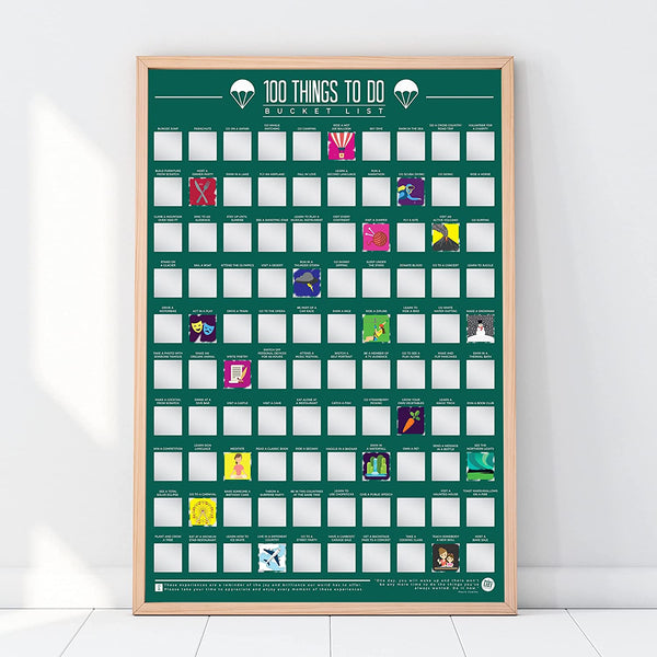 100 Things To Do Bucket List Scratch off Poster