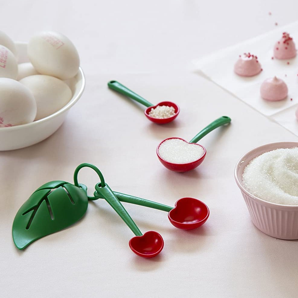Ceramic Measuring Spoons Set Cute, Cherry style